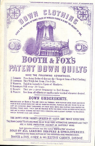 Advertisement, Booth & Foxs Patent Down Quilts