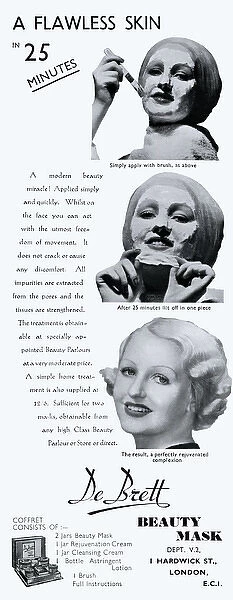 Advert for De Bret beauty masks 1934