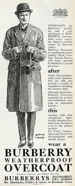 Advert for Burberry waterproof overcoats 1923