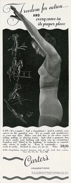 Advert for Carters womens sports underwear 1934