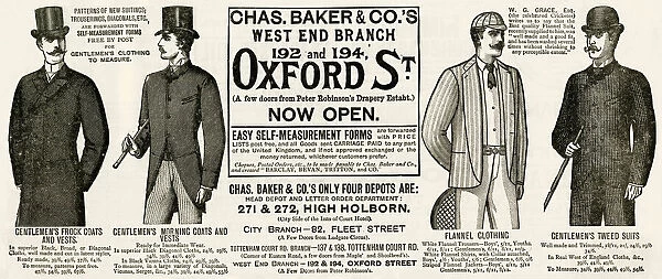 Advert for Chas Baker and Co s, mens wear 1889