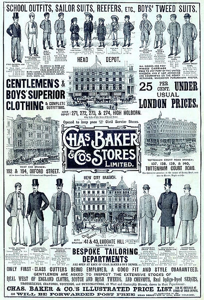 Advert, Chas Baker & Co Stores Limited, London