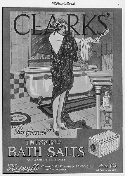 An advertisement for Clarks slimming bath salts