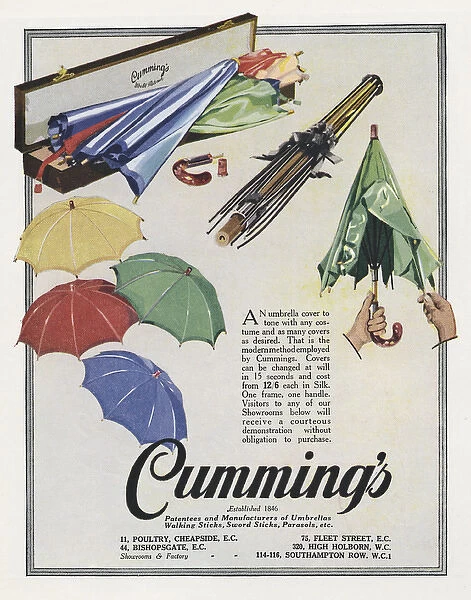 Advertisement for Cummings umbrellas