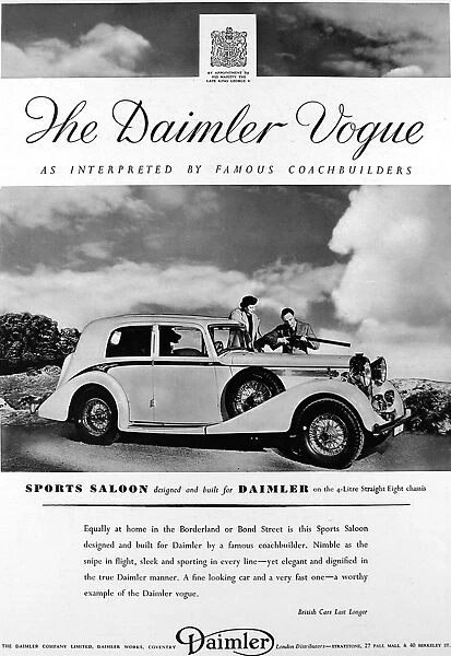 Advertisement for Daimler Vogue sports saloon car