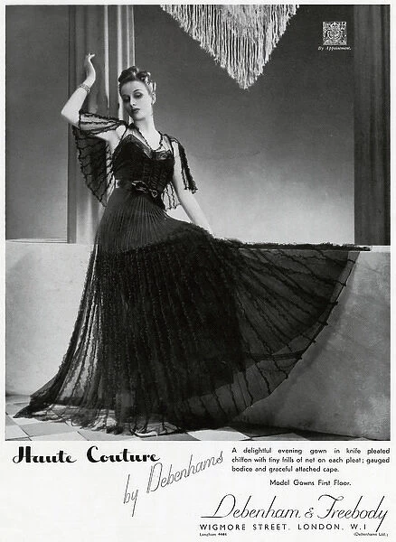 Advert for Debenham & Freebody evening gown 1938