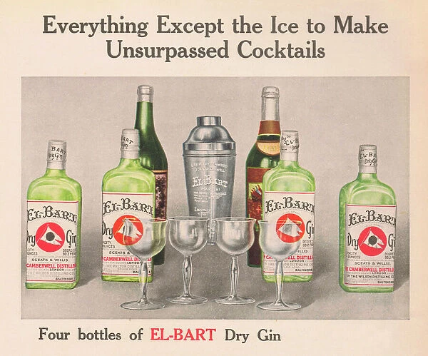 Advert for El Bart Dry Gin, 1915