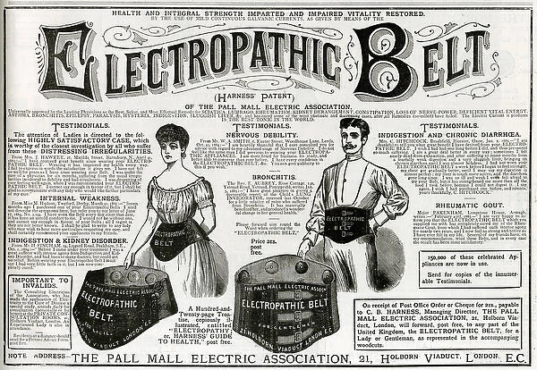 Advert for Harness Electropathic Corset Belts 1885