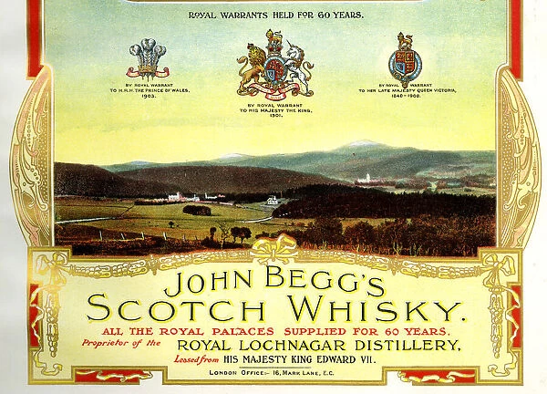 Advert, John Beggs Scotch Whisky, Royal Lochnagar Distiller