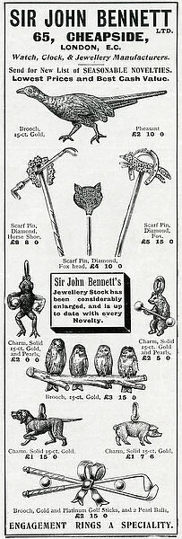 Advert for John Bennett jewellers, novelty jewellery 1905