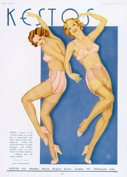 Advertisement for Kestos Backless Brassieres and girdles
