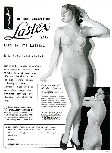 Advert for Lastex womens corset 1934