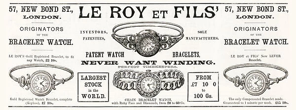 Advertisement for Le Roy et Fils, of New Bond Street, London, originators of the bracelet