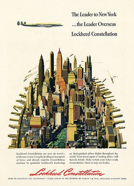 Advertisment for the Lockheed Constellation - The Leader to New York