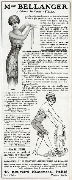 Advert for Madame Bellanger corsetmarker 1912