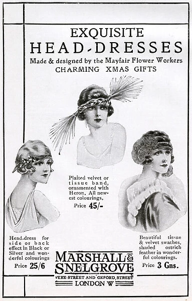 Advert for Marshall & Snelgrove headdresses 1922