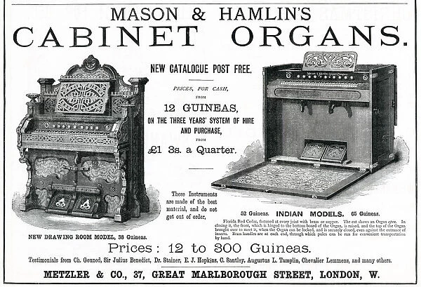 Advert for Masons & Hamlins cabinet organs 1877 Advert for Masons & Hamlins