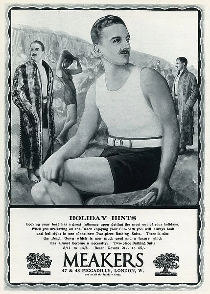 Advert for Meakers mens swimwear 1927
