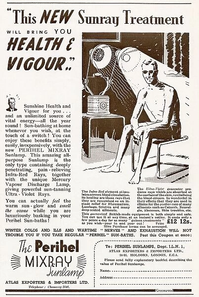 Advert for Perihel Mixry - Sunlamp 1940