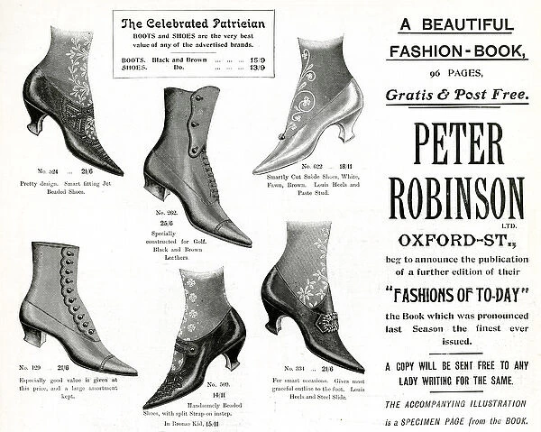 Advert for Peter Robinsons ladies footwear 1905