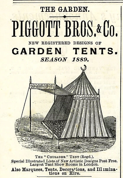 Advert, Piggott Bros & Co, Garden Tents