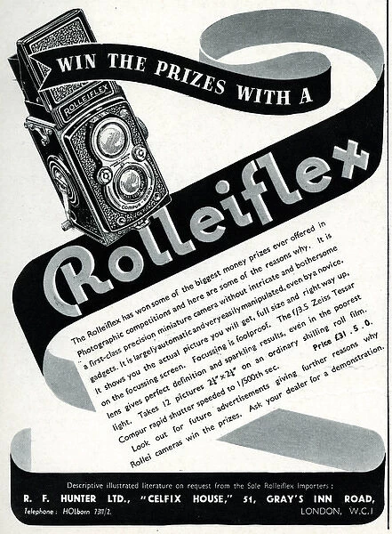 Advert for Rolleiflex cameras 1939