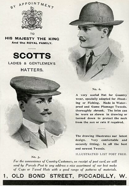 Advert for Scotts gentlemens hats 1912
