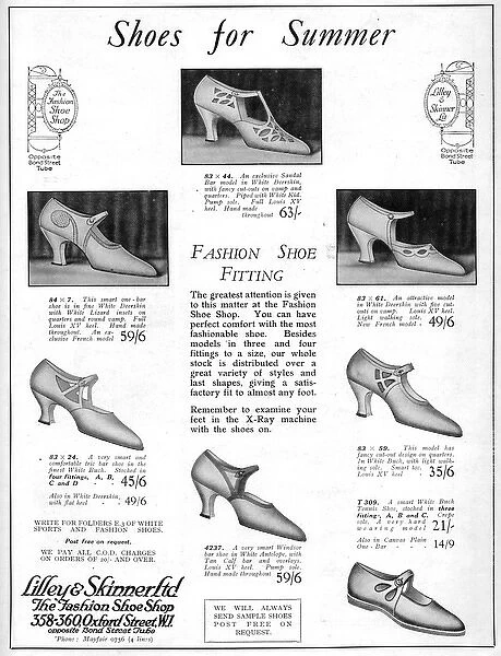 Advert for shoes by Lilley & Skinner Ltd, 358-360 Oxford Stre