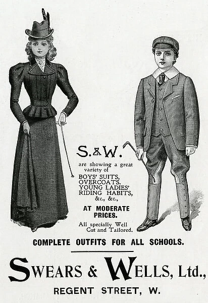 Advert for Swears - Wells childrens riding clothing 1898