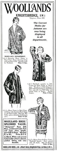 Advert for Woollands womens house coatee 1925
