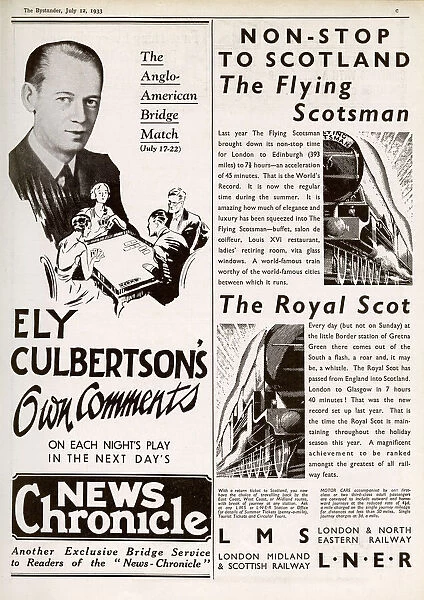 Adverts including for The Flying Scotsman