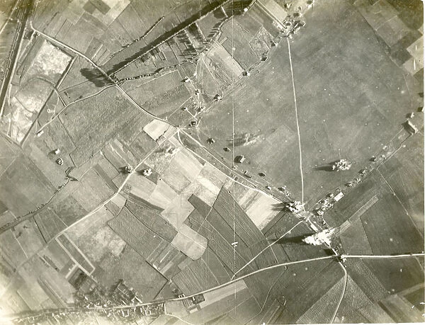 Aerial view of bombing on the Western Front