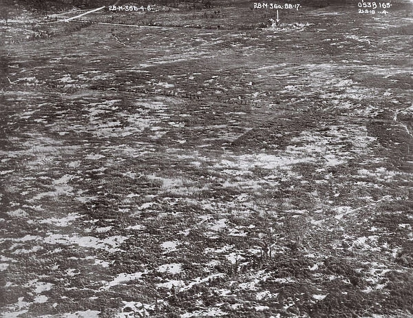 Aerial view, shelled area in Northern France, WW1