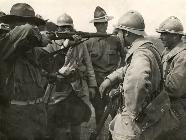 American and French allies with rifles, France, WW1