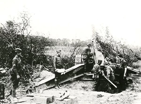 American gunners in action near Tours, France, WW1