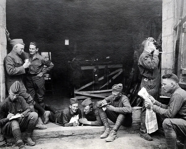 American soldiers relaxing, Western Front, WW1