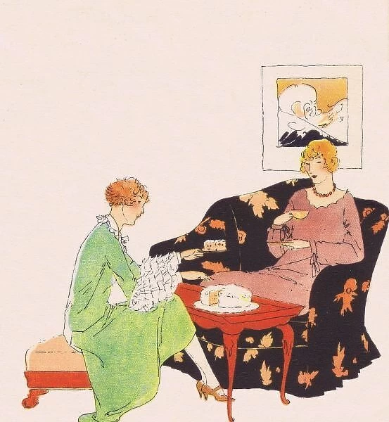 Art deco illustration of afternoon tea, 1920s
