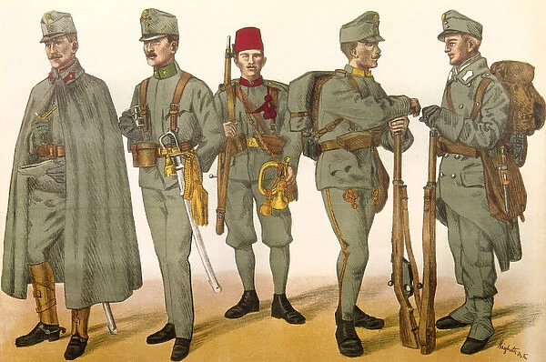Austrian soldiers in uniform, WW1