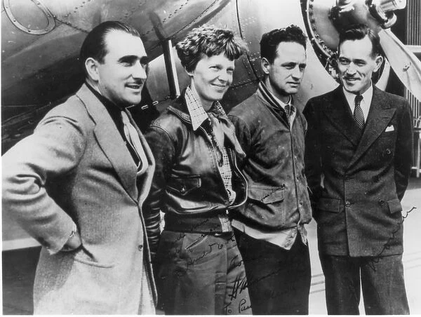 Autographed photo of Amelia Earhart and her crew