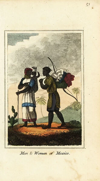 Aztec man and woman of Mexico, 1818