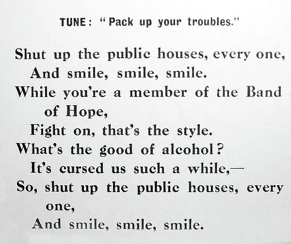 Band of Hope temperance song, early 1900s