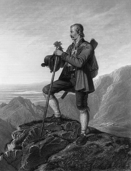 Bavarian Huntsman atop an Alpine Crag