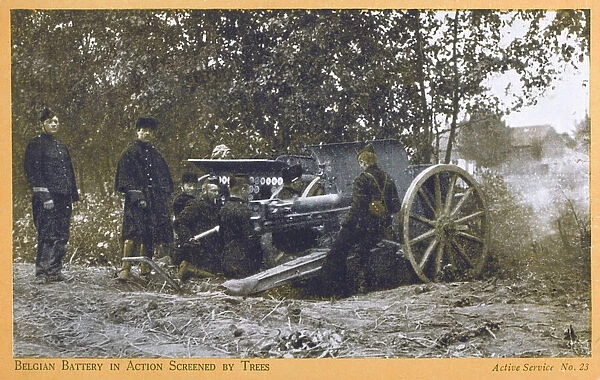 Belgian Artillery Battery in action - WWI