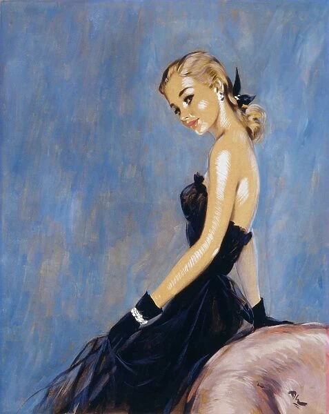 Blonde girl in evening dress by David Wright
