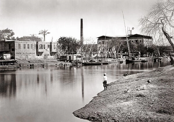 Boats on the canal, Alexandria, Egypt, c. 1880 s
