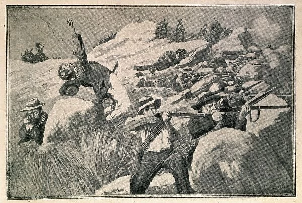 Boer guerrilla commando shooting against English