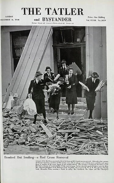 Bomb damage at the Red Cross