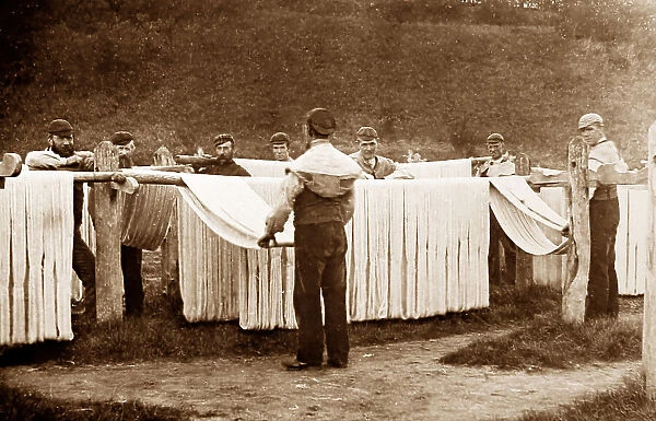 A boom yard, linen production, Victorian period