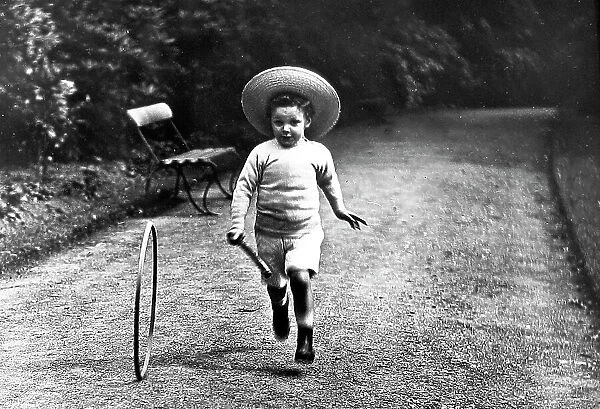 Boy with hoop and stick Victorian period