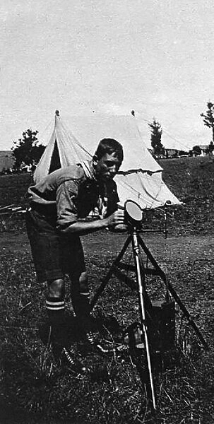 Boy scout helio signalling, South Africa
